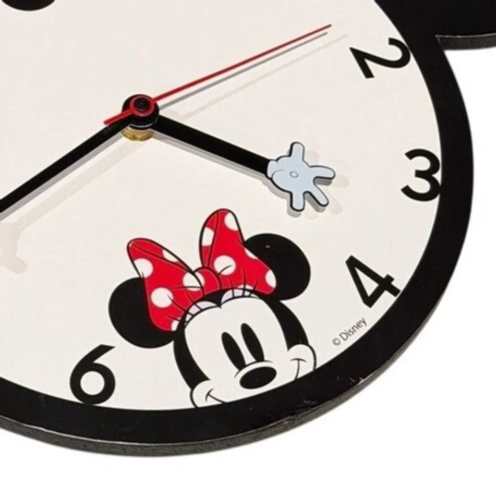 Disney Kids Mickey Minnie Mouse Wall Clock OS Black White Red Disneyana‎ Decor